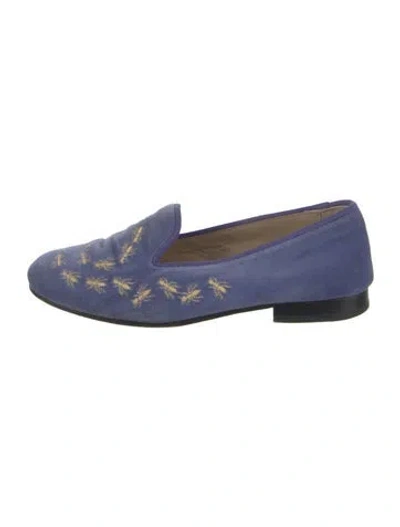 Pre-owned Stubbs & Wootton Velvet Embroidered Accent Loafers In Blue