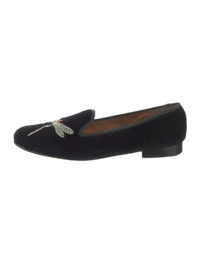 Pre-owned Stubbs & Wootton Velvet Embroidered Accent Loafers In Blue