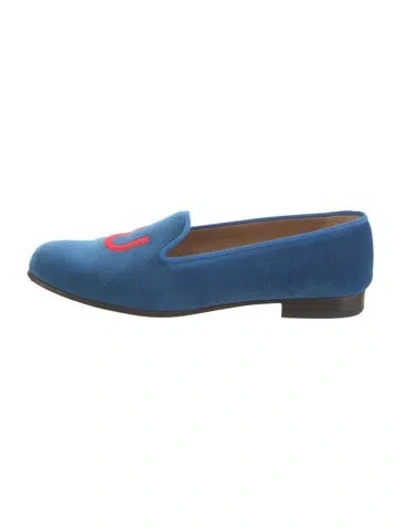Pre-owned Stubbs & Wootton Velvet Embroidered Accent Loafers In Multi