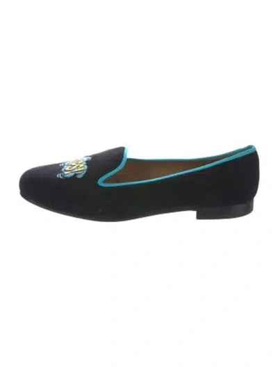 Pre-owned Stubbs & Wootton Velvet Embroidered Accent Loafers In Multi
