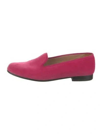 Pre-owned Stubbs & Wootton Velvet Embroidered Accent Loafers In Pink