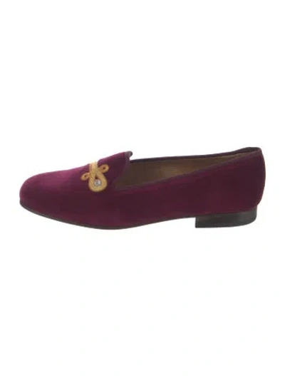 Pre-owned Stubbs & Wootton Velvet Embroidered Accent Loafers In Purple