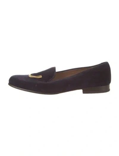 Pre-owned Stubbs & Wootton Velvet Embroidered Accent Loafers In Purple