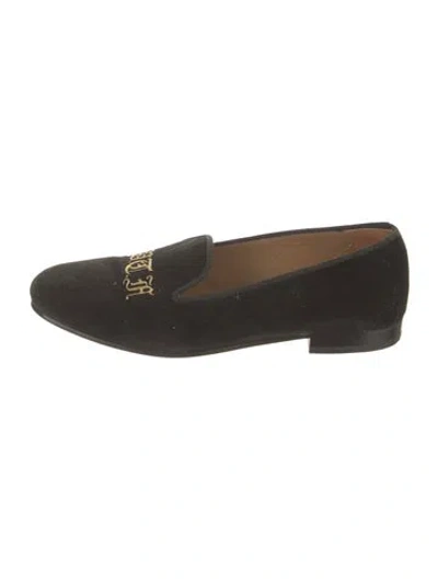 Pre-owned Stubbs & Wootton Velvet Graphic Print Loafers In Black