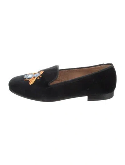 Pre-owned Stubbs & Wootton Velvet Graphic Print Loafers In Black