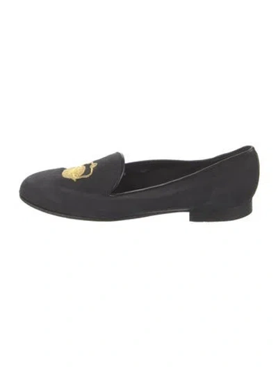 Pre-owned Stubbs & Wootton Velvet Graphic Print Loafers In Black