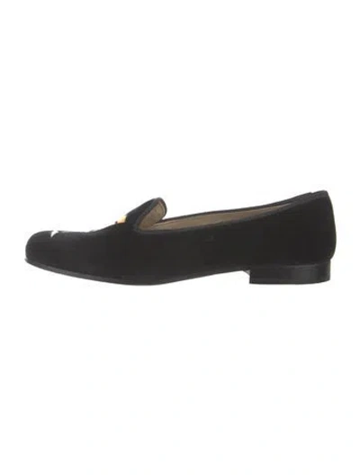 Pre-owned Stubbs & Wootton Velvet Graphic Print Loafers In Black