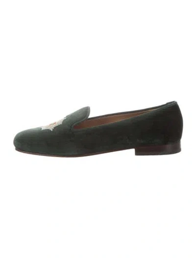 Pre-owned Stubbs & Wootton Velvet Graphic Print Loafers In Black