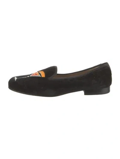Pre-owned Stubbs & Wootton Velvet Graphic Print Loafers In Black