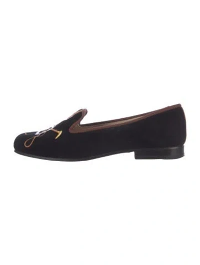 Pre-owned Stubbs & Wootton Velvet Graphic Print Loafers In Black