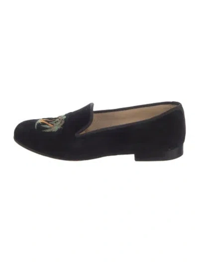 Pre-owned Stubbs & Wootton Velvet Graphic Print Loafers In Blue
