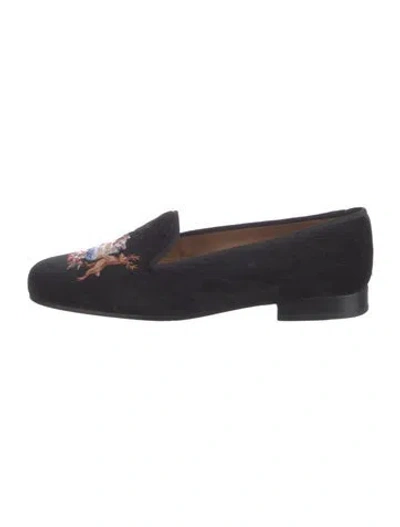 Pre-owned Stubbs & Wootton Velvet Graphic Print Loafers In Blue
