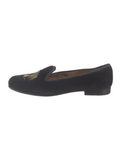 Pre-owned Stubbs & Wootton Velvet Graphic Print Loafers In Blue