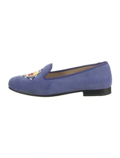 Pre-owned Stubbs & Wootton Velvet Graphic Print Loafers In Blue