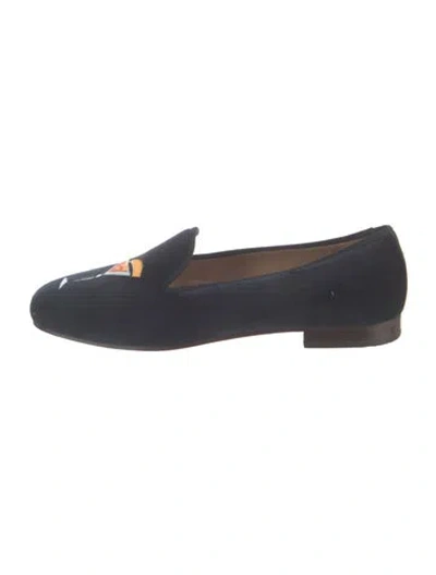 Pre-owned Stubbs & Wootton Velvet Graphic Print Loafers In Blue