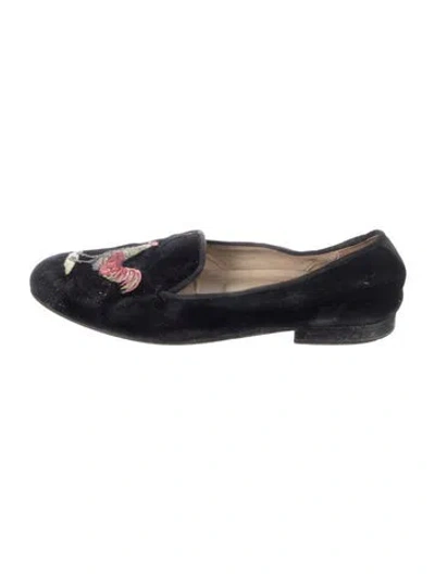 Pre-owned Stubbs & Wootton Velvet Graphic Print Loafers In Blue