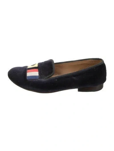 Pre-owned Stubbs & Wootton Velvet Graphic Print Loafers In Blue