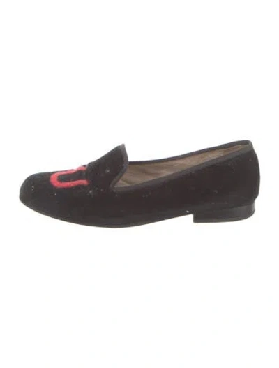 Pre-owned Stubbs & Wootton Velvet Graphic Print Loafers In Brown