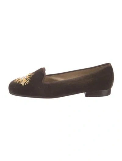 Pre-owned Stubbs & Wootton Velvet Graphic Print Loafers In Brown