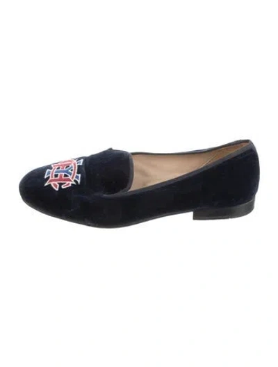 Pre-owned Stubbs & Wootton Velvet Graphic Print Loafers In Brown