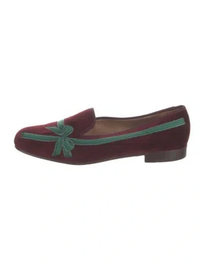 Pre-owned Stubbs & Wootton Velvet Graphic Print Loafers In Burgundy