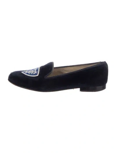 Pre-owned Stubbs & Wootton Velvet Graphic Print Loafers In Neutrals