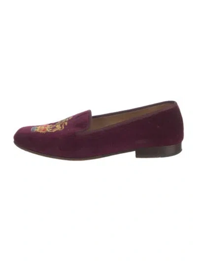 Pre-owned Stubbs & Wootton Velvet Graphic Print Loafers In Purple