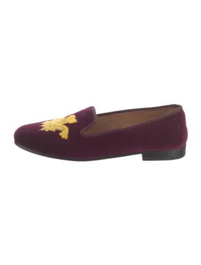 Pre-owned Stubbs & Wootton Velvet Graphic Print Loafers In Purple