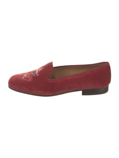 Pre-owned Stubbs & Wootton Velvet Graphic Print Loafers In Red