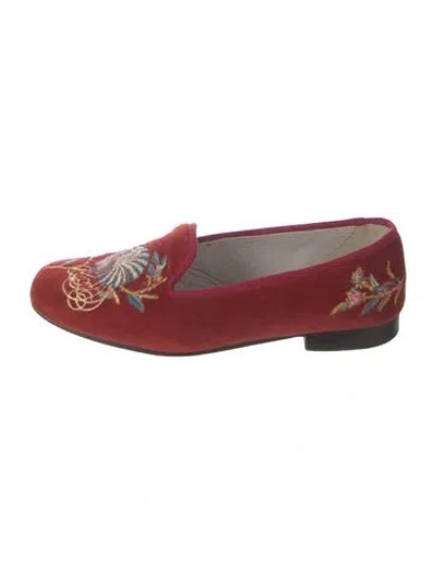 Pre-owned Stubbs & Wootton Velvet Graphic Print Loafers In Red