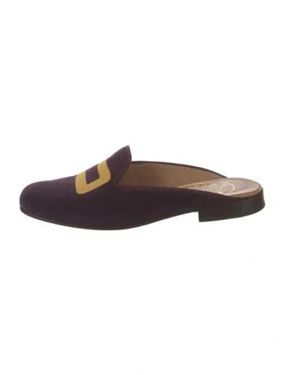 Pre-owned Stubbs & Wootton Velvet Graphic Print Mules In Purple