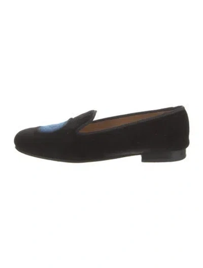Pre-owned Stubbs & Wootton Velvet Grosgrain Trim Slippers In Black