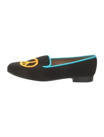Pre-owned Stubbs & Wootton Velvet Patterned Loafers In Black