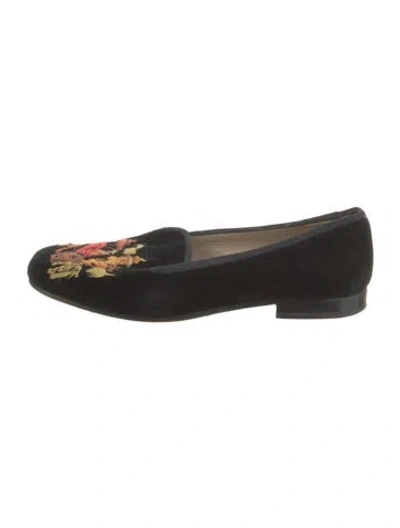 Pre-owned Stubbs & Wootton Velvet Patterned Loafers In Black