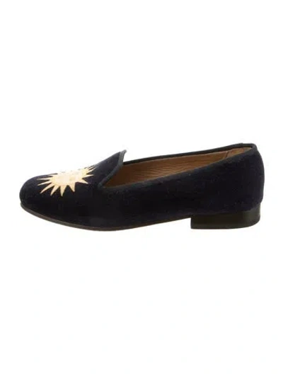 Pre-owned Stubbs & Wootton Velvet Patterned Loafers In Blue