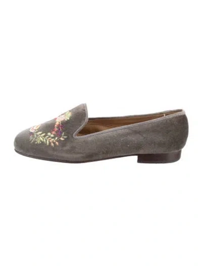 Pre-owned Stubbs & Wootton Velvet Patterned Loafers In Gray