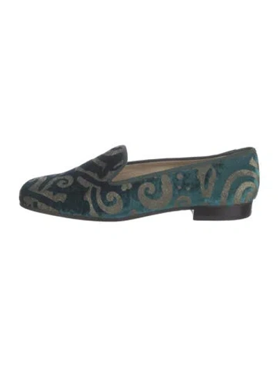Pre-owned Stubbs & Wootton Velvet Patterned Loafers In Green