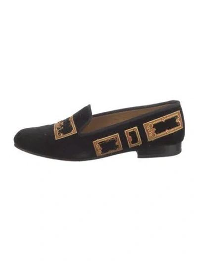 Pre-owned Stubbs & Wootton Velvet Printed Loafers In Black