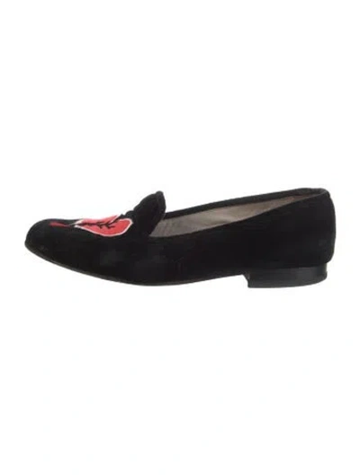 Pre-owned Stubbs & Wootton Velvet Printed Loafers In Black