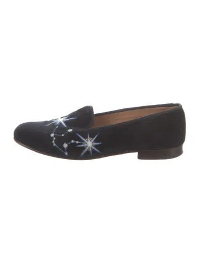 Pre-owned Stubbs & Wootton Velvet Printed Loafers In Blue