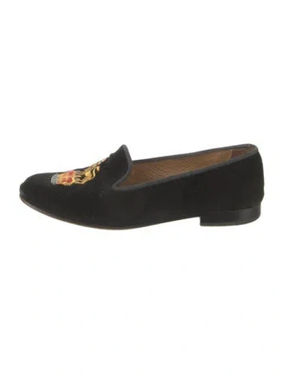 Pre-owned Stubbs & Wootton Velvet Printed Loafers In Blue