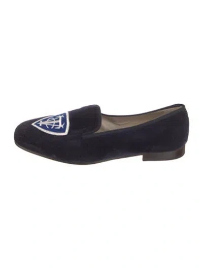Pre-owned Stubbs & Wootton Velvet Printed Loafers In Blue