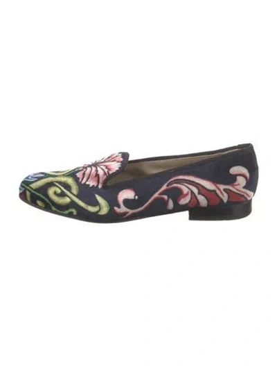 Pre-owned Stubbs & Wootton Velvet Printed Loafers In Blue