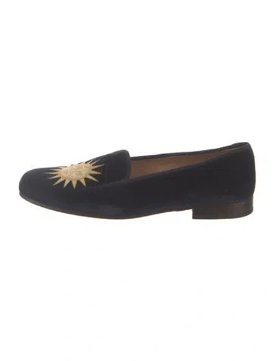 Pre-owned Stubbs & Wootton Velvet Printed Loafers In Blue