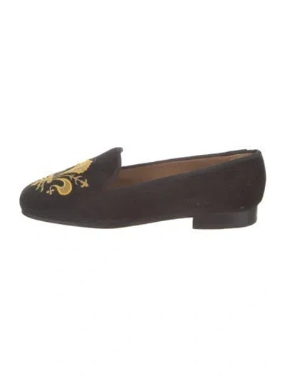 Pre-owned Stubbs & Wootton Velvet Printed Loafers In Brown