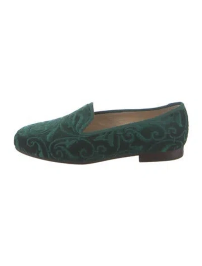 Pre-owned Stubbs & Wootton Velvet Printed Loafers In Green