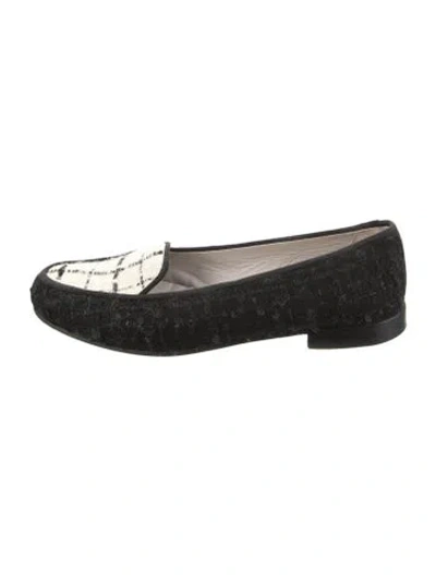 Pre-owned Stubbs & Wootton Velvet Tweed Pattern Loafers In Black