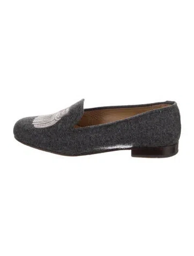 Pre-owned Stubbs & Wootton Wool Graphic Print Loafers In Gray