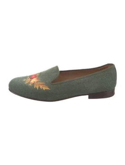 Pre-owned Stubbs & Wootton Wool Graphic Print Loafers In Green
