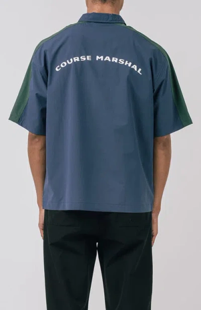 Students Balfour Short Sleeve Poplin Zip Polo In Navy